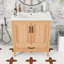 Meuble-lavabo peu encombrant avec lavabo en céramique élégant, rangement à fermeture en douceur et tablette réglable