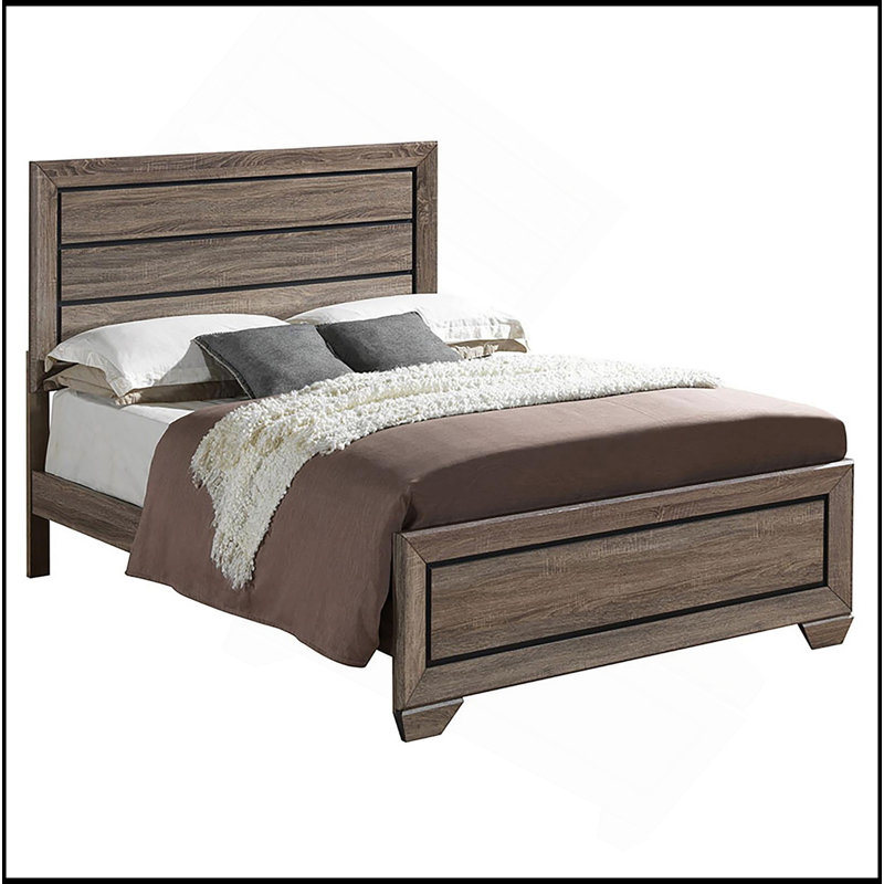 Washed Taupe Queen Panel Bed