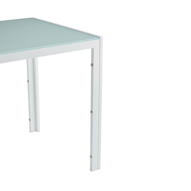 Table de salle à manger rectangulaire en verre trempé de 51 po pour la cuisine, la salle à manger et le salon, Blanc