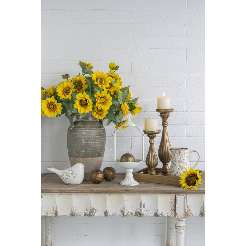 7" Floral Ceramic Pitcher Vase