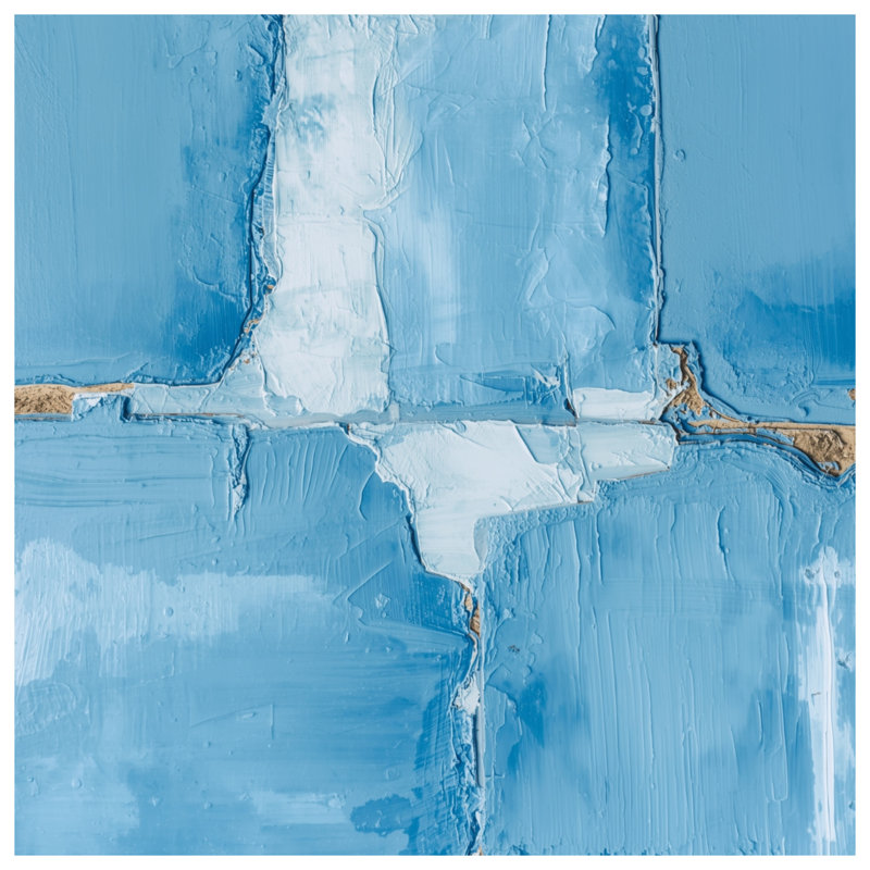 Tapisserie murale texturée bleue abstraite - Décoration murale abstraite, H 50 po x l 60 po avec 4 œillets