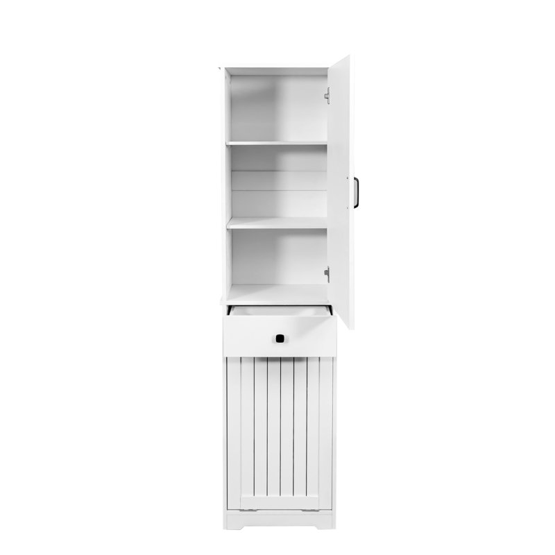 Armoire à linge blanche avec rangement pratique pour vêtements et articles de salle de bain