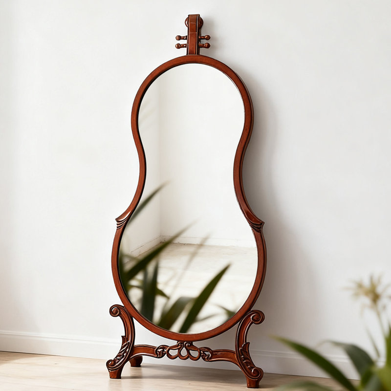 American-Style Retro Violin-Shaped Full-Length Mirror, 70.87" x 35.43" 