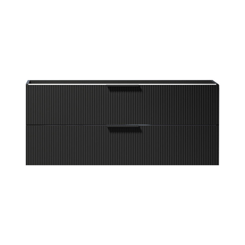 Bathroom Vanity Cabinet with Sink Black Wall Mounted Bathroom Vanities with Ceramic Sink Floating Fluted Sink Vanity with Drawers,Modern
