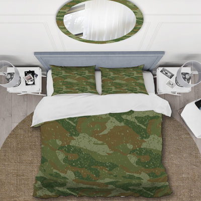 Green Desert camouflage - Abstract Duvet Cover Set - Microfiber Polyester