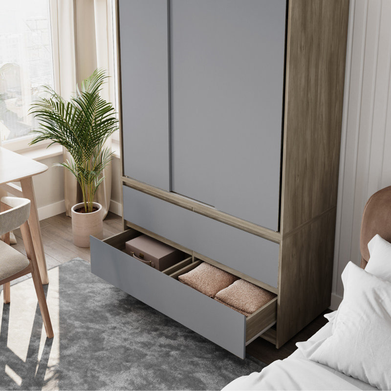 Manufactured Wood Wardrobe, Oak/Grey