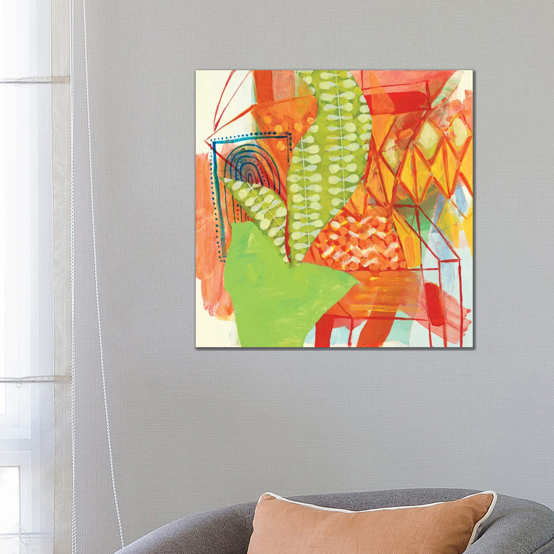 Orange Chair with Potted Plant and Beach Towel by Pamela Staker - Painting Print on Canvas