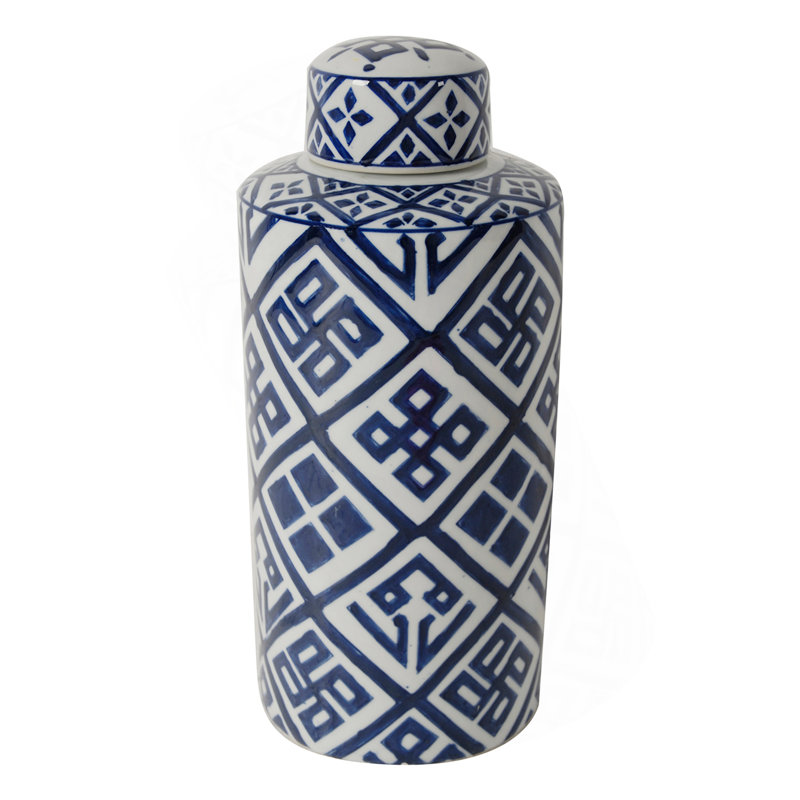 D6.3X13.8 "Bocal cylindrique bleu et blanc Valora