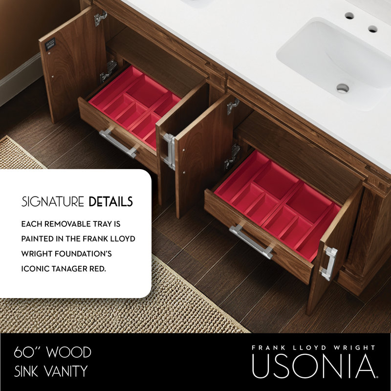 FLW Harmony 36 Wood Sink Vanity, Walnut, 60