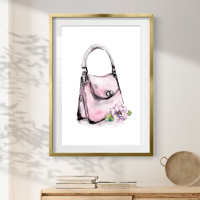 Top Handle Bag -Framed Print, Gold