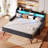 Daybed With Trundle, Corner Bed With LED Light And Charging Station