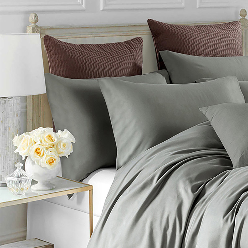 Marnisha Microfiber / Polyester Solid Colour Duvet Cover Set with Pillowcases, Grey, Single Duvet Cover Set +1 Pieces Inluded