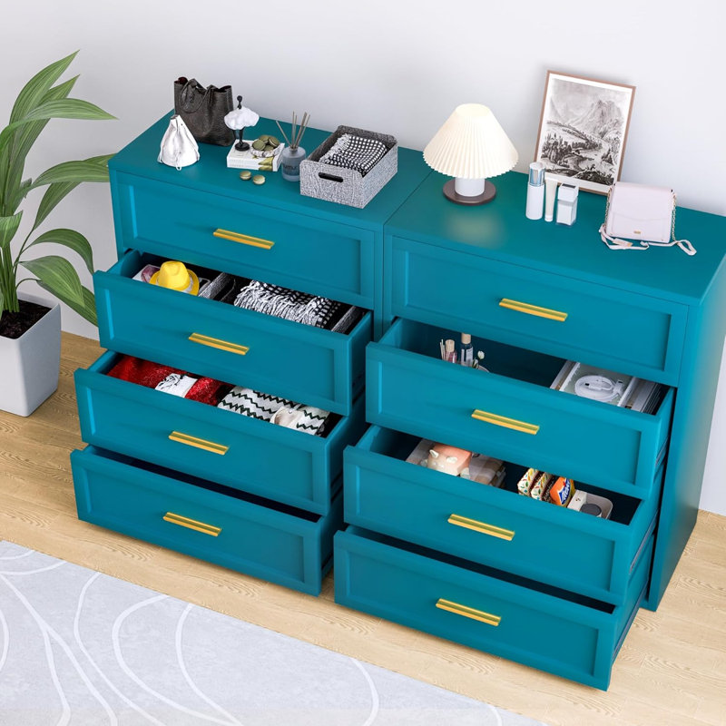 Metal 4-drawer Dressing Table, Blue