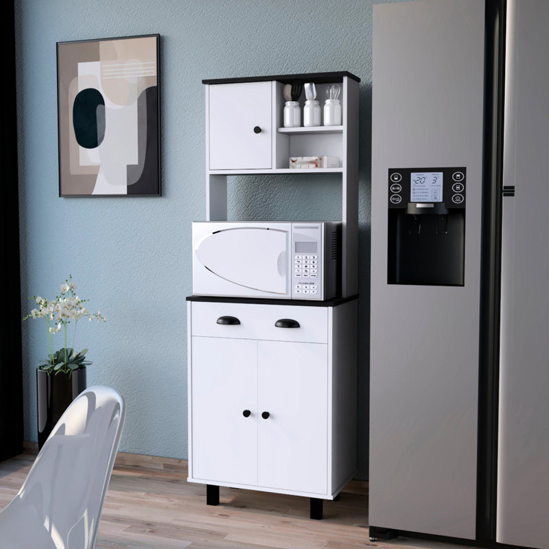 White And Kitchen Storage Pantry - 1 Drawer For Neat Tidy 1 In Streamline Your Items, White/Black