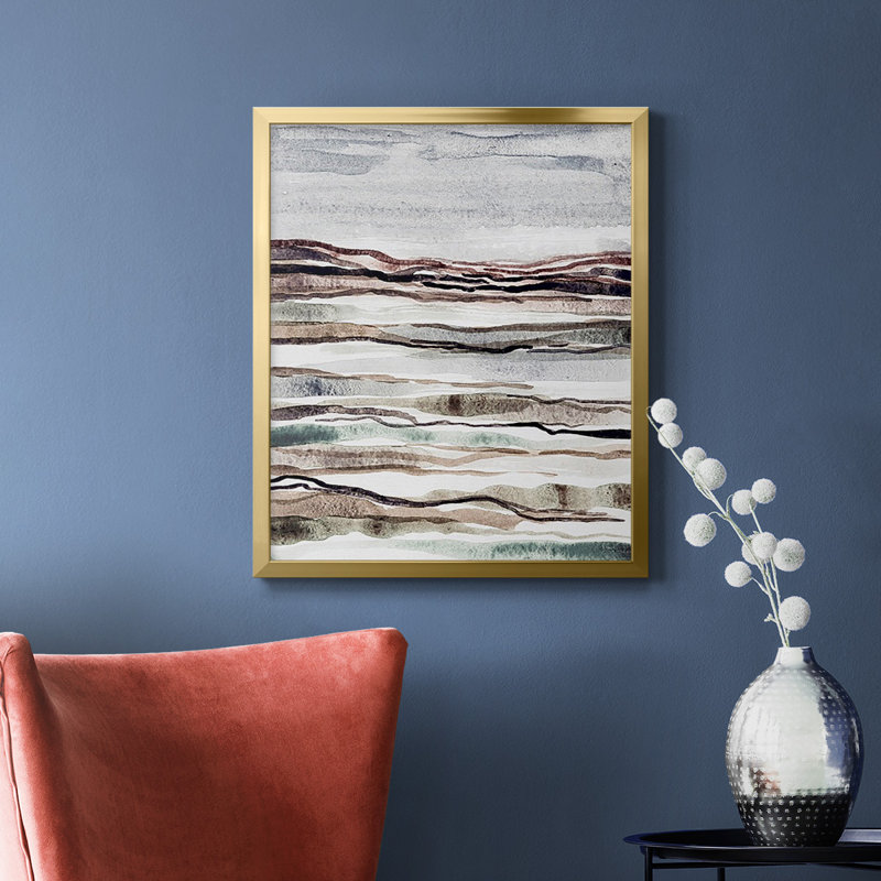 Muted Earth Layers I Premium Framed Canvas - Ready to Hang, Gold, 20" H x 16" W
