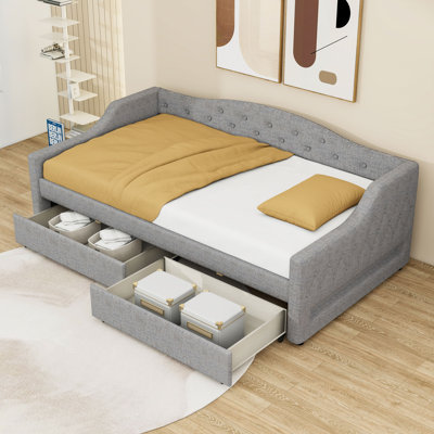 Twin XL Upholstered Daybed with Storage Drawers and LED Light by Ivy Bronx