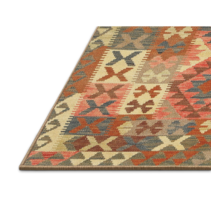 Tapis brun / crème Southwestern, Rectangle 5 pi x 7 pi