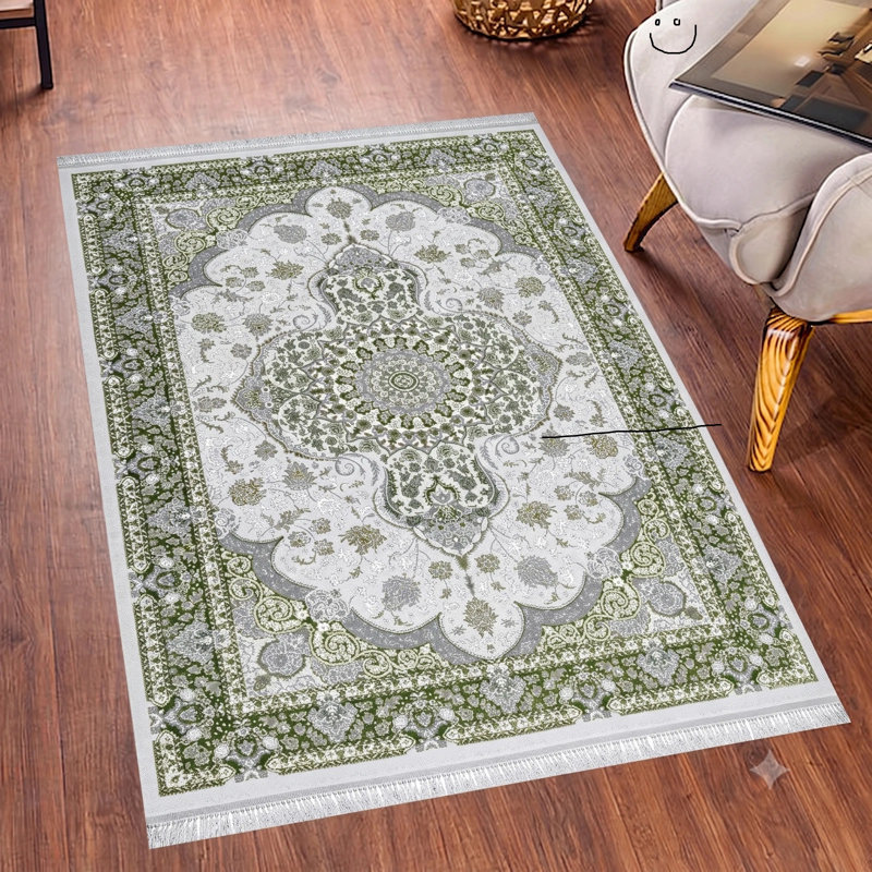 Floral Flokati, Green, Rectangle 80 cm x 150 cm