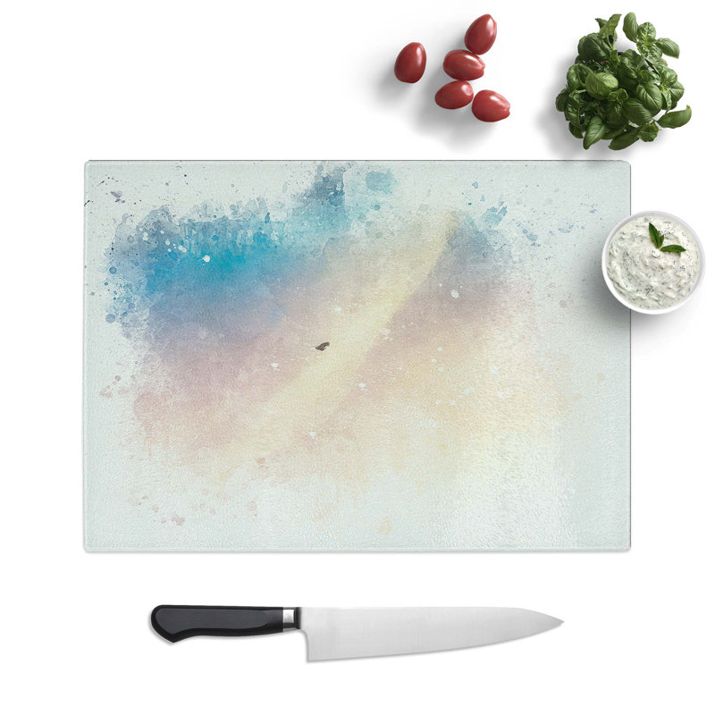 Tempered Glass Bird in a Sky Chopping Board, 39 cm W x 28.5 cm L
