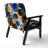 Abstract Pattern With Blue & Golden Textures IX - Velvet Upholstered Contemporary Arm Chair, Blue Accent Chair
