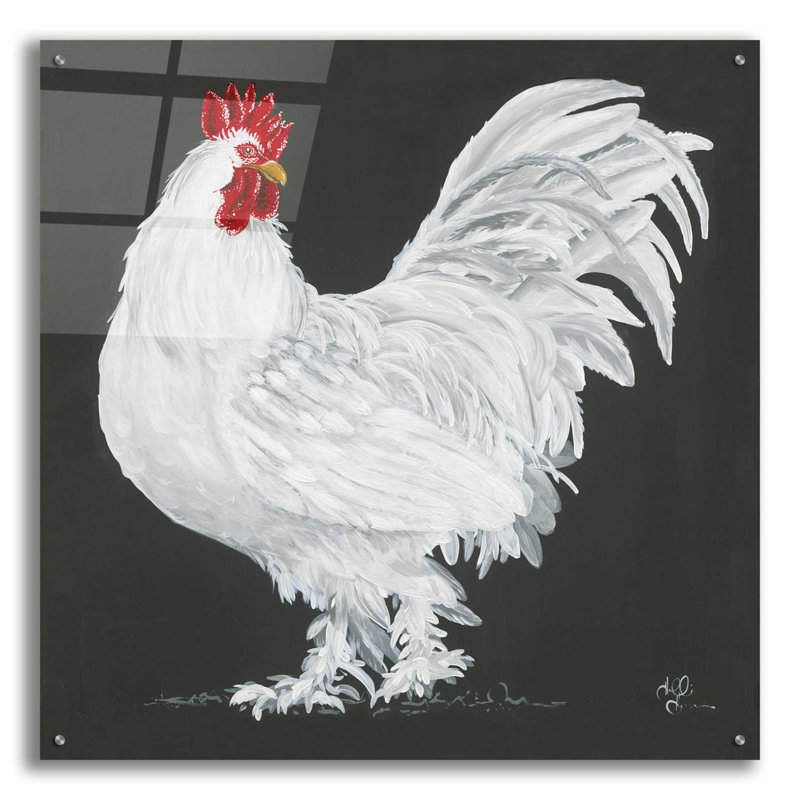 Coq par Hollihocks Art - peinture sans cadre, H 36 po x l 36 po x P 0,2 po