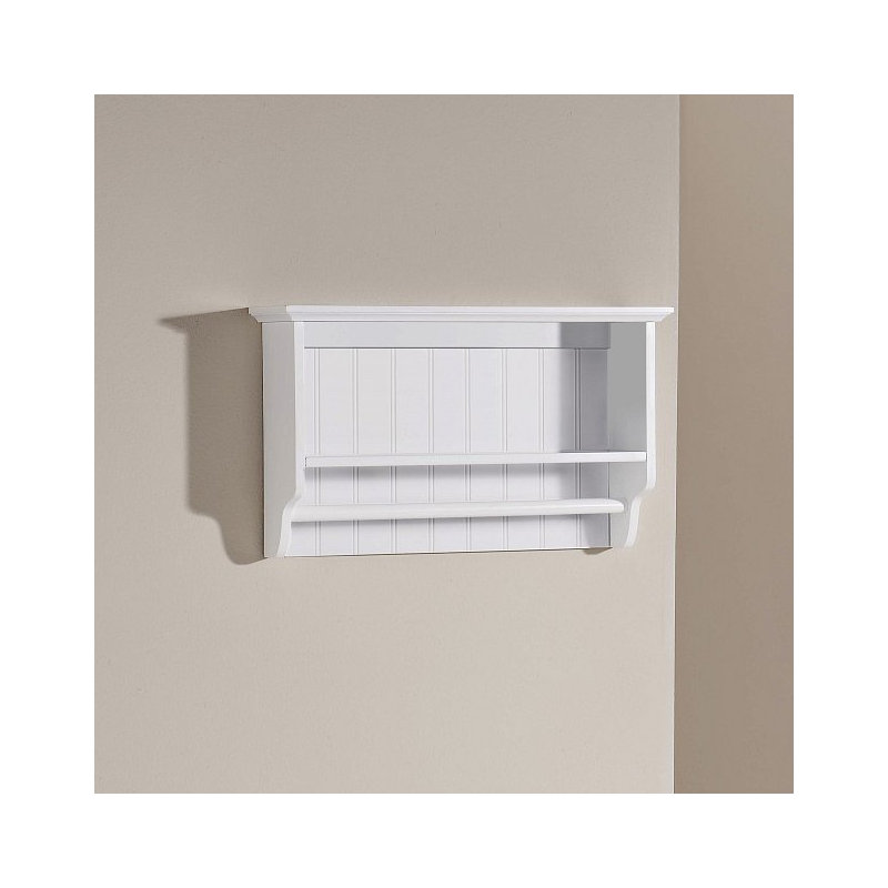 Ashbury Wood Accent Shelf with Towel Bar, White
