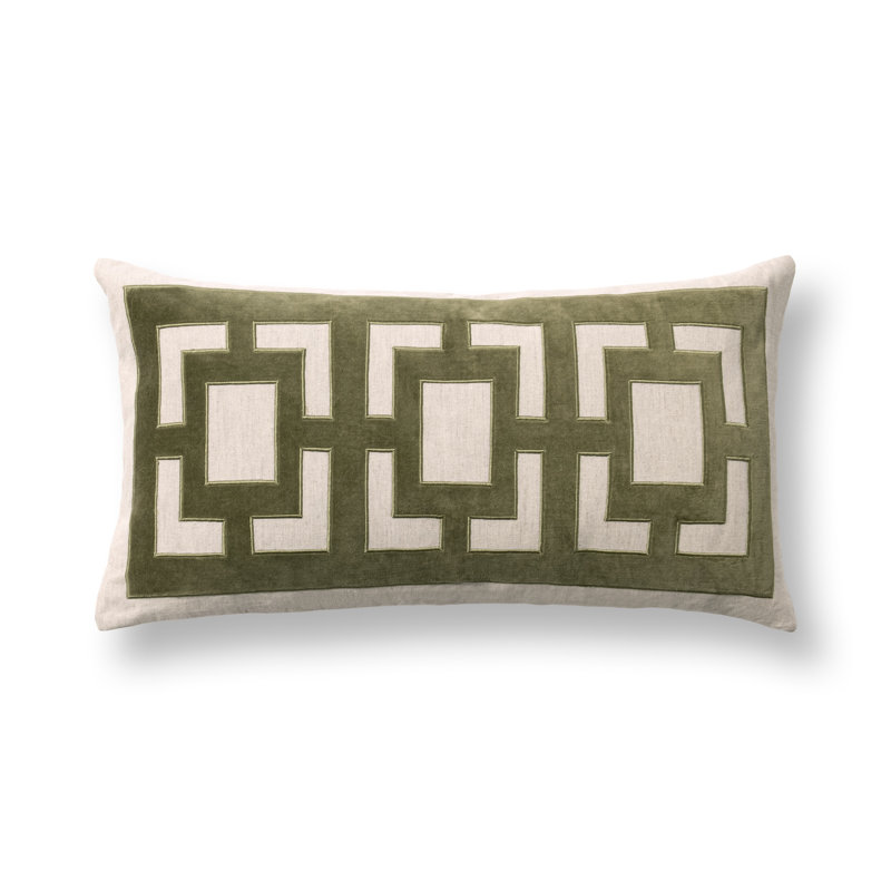 Corbin Cotton Blend Throw Pillow, Rectangle 14"H x 26"W, Olive Green