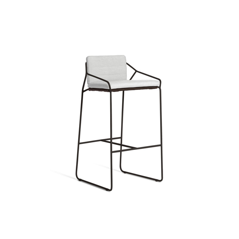 Sandur Patio Bar Stool with Cushion, Taupe Rope/Anthracite Frame, Canvas Natural Sunbrella® Canvas