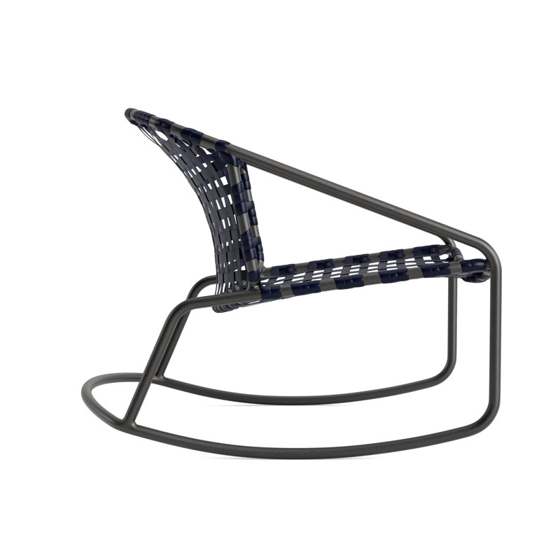 Kantan Outdoor Lounge Chair, Textured Pewter/Marine Vinyl Lace