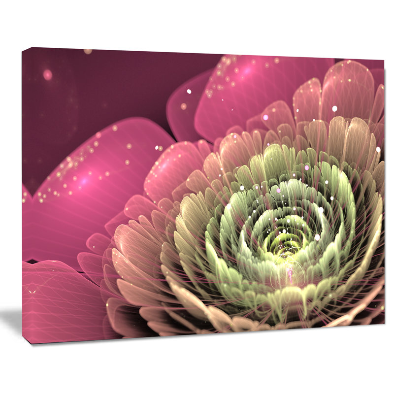 « fractal fleur », impression sur toile tendue rose/vert, H 8 po x l 12 po x P 1 po