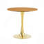Table de salle à manger ronde, table tulipe ronde de 31,5 po avec plateau de table épaissi et piédestal en métal, table bistro moderne Mid-Century pour la cuisine, les petits espaces, le salon et le café (faux bois)-1552962477-1552962481