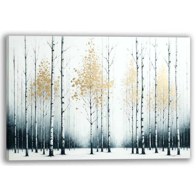«Birch Serenity in Winter», art mural sur toile, H 30 po x l 40 po