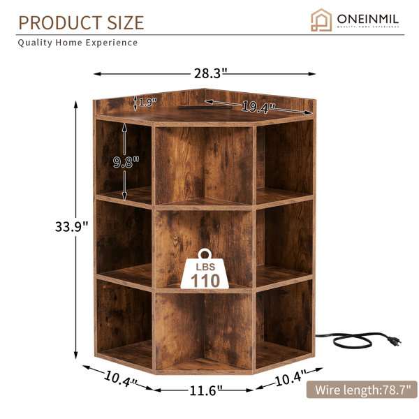 Aoxun 33.9 H x 19.4 W Wooden Corner Bookcase Corner Storage Cabinet with  USB Ports and Outlets & Reviews