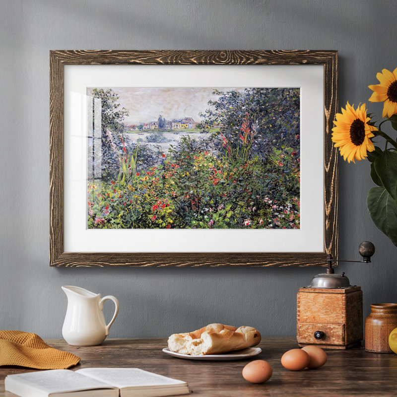 Fleurs à Vetheuil, 1881 - Peinture d'un seul cadre, Noyer, H 22 po x l 32 po x P 1,5 po