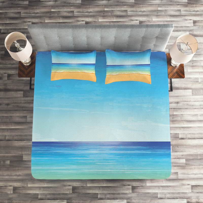Hypnotic Coastal Polyester Coverlet, King Bedspread + 2 Shams