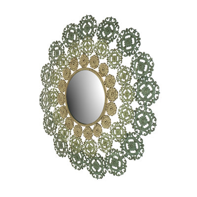 Wrought Iron Medallion Mirror With Floral Fascinate Adorned Intrigue