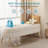 Storage Bench 43.5" Linen Fabric Upholstered Entryway Bench-1384957437