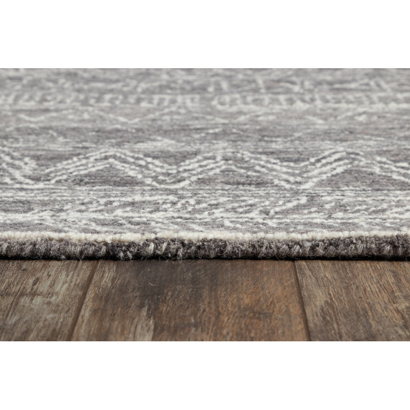 Tapis gris en laine crocheté à la main Adhley, Rectangle 2 pi x 3 pi