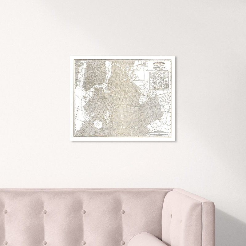 « brooklyn map », impression sur toile, H 24 po x l 20 po x P 1,5 po
