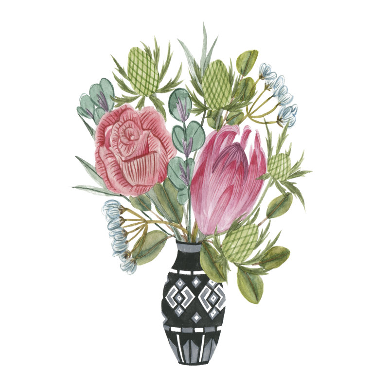 Protea Awakening II by Melissa Wang - Painting, 30cm H x 20cm W, Wrapped Canvas