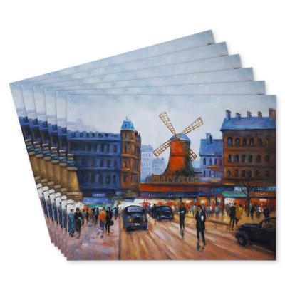 Street Scene to Moulin Rouge Polyester Placemats Set of 6