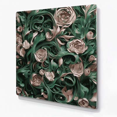 Abstrait floral vert 83, art mural en métal