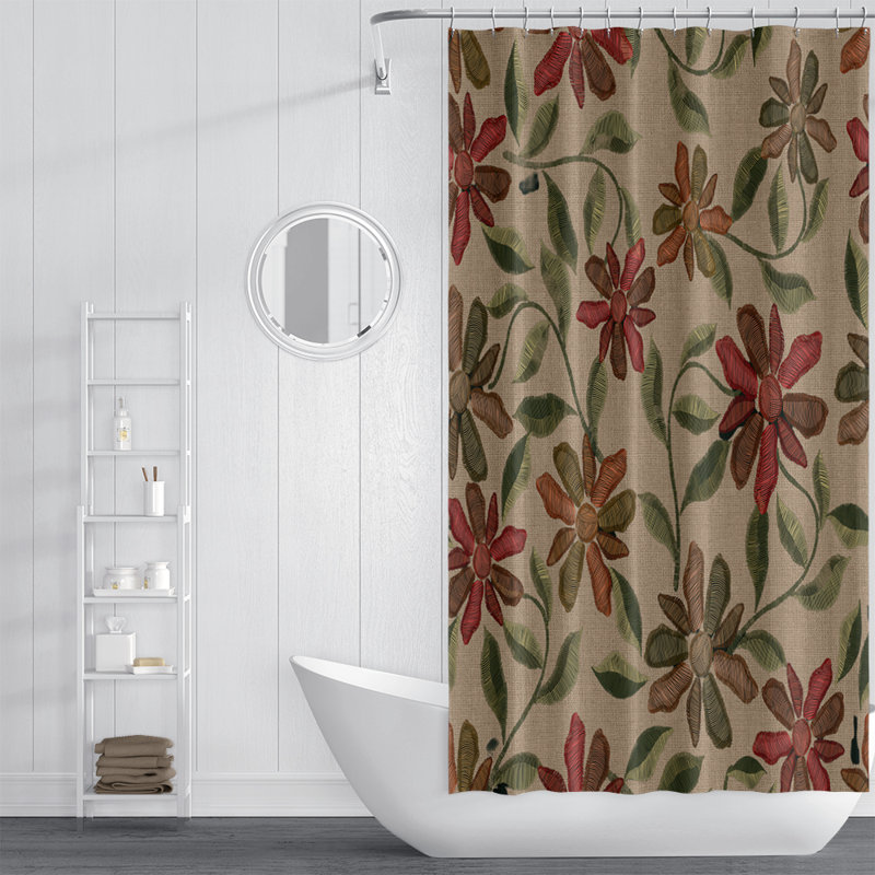 Rideau de douche simple à motif floral, H 83 po x l 70 po
