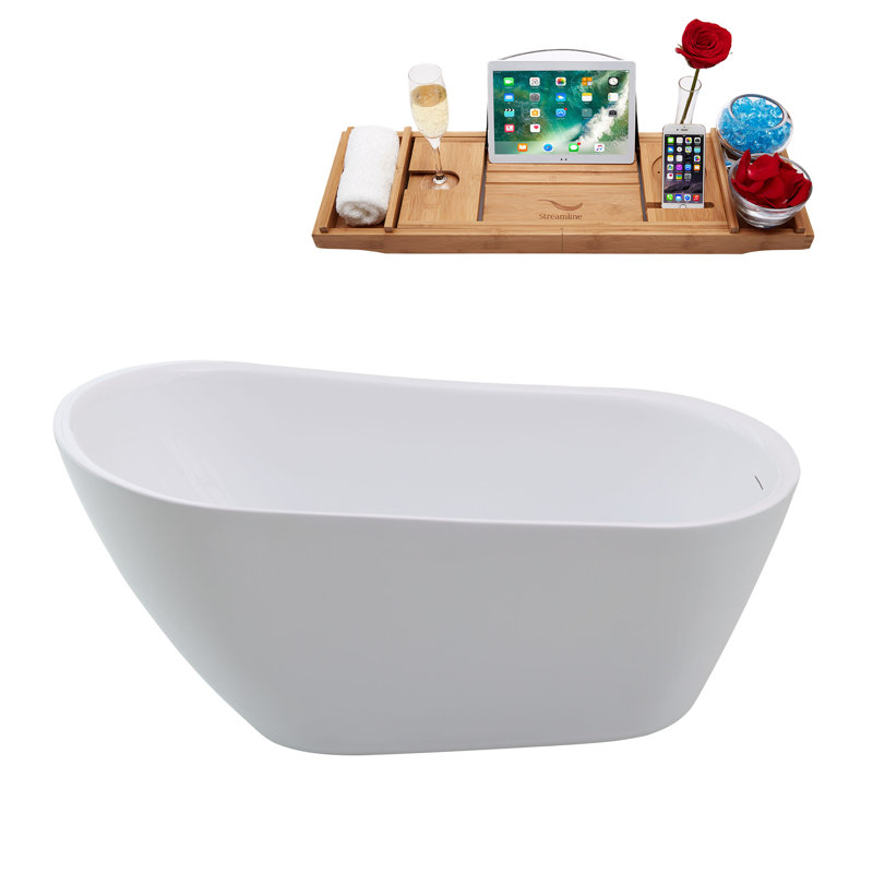 1501.1mm x 718.8mm Freestanding Soaking Acrylic Bathtub