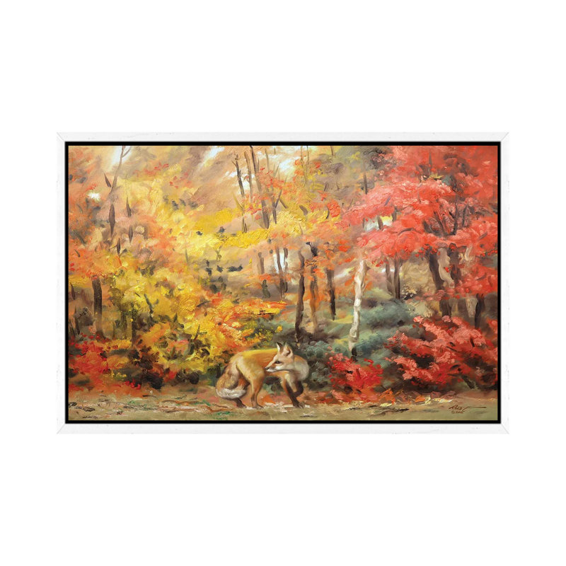 Red Fox In Autum Woods by D. "Rusty" Rust - Gallery-Wrapped Canvas Giclée on Canvas, White Framed, 66.04 cm H x 45.72 cm W