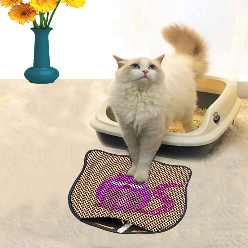 Tapis de litière durable pour chat, 15,7 po x 19,7 po | 50% PVC / 50% polyester, lavable à la machine et passer l'aspirateur | Parfait pour un nettoyage facile, conception antidérapante pour garder votre maison propre et fraîche, idéal pour les propriétaires d'animaux de compagnie
