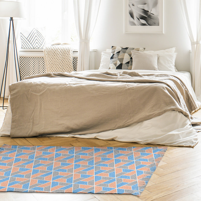 Tapis bleu/orange/brun trapèzes Mcguigan, Non