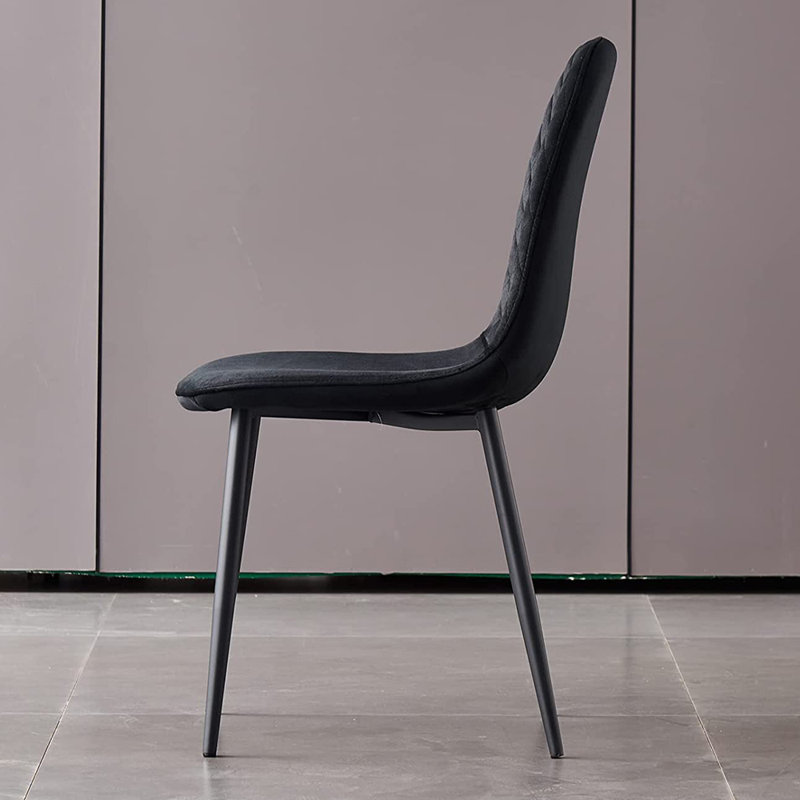 Kaylani Modern Upholstered Dining Chair, Black Velvet, Black, 4