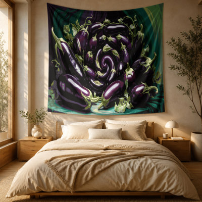 Tapisserie murale légumes aubergine