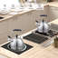 Creative Home 2,6 pte Théière en acier inoxydable avec poignée pliante et fond en aluminium pour une eau bouillante rapide, pour un plateau à induction, finition satinée